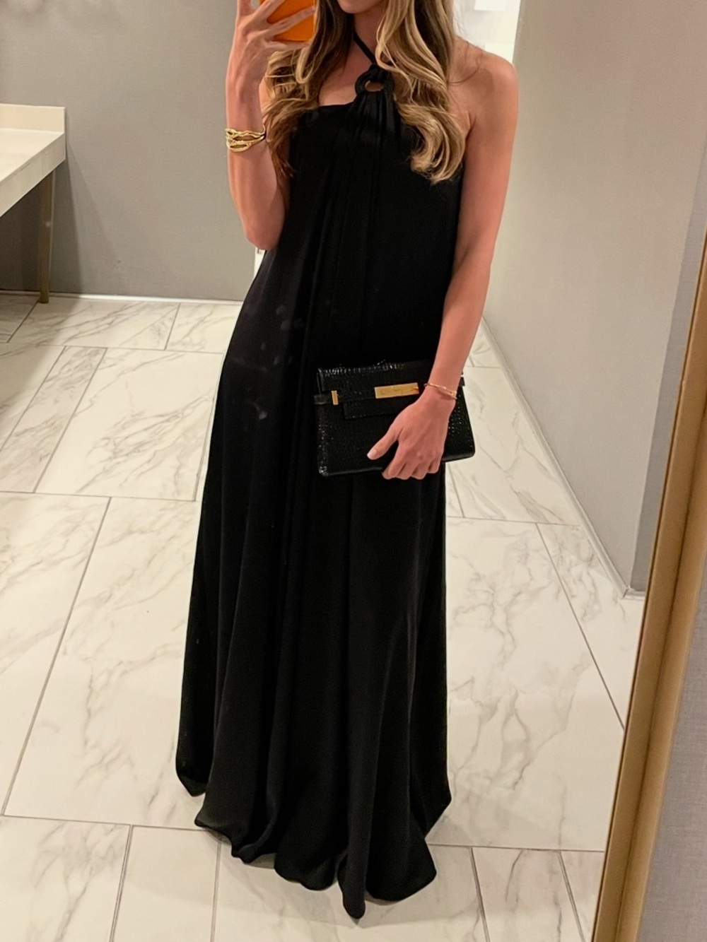 A.L.C. Calypso Black Halter Gown - Elegant Flowing Evening Gown